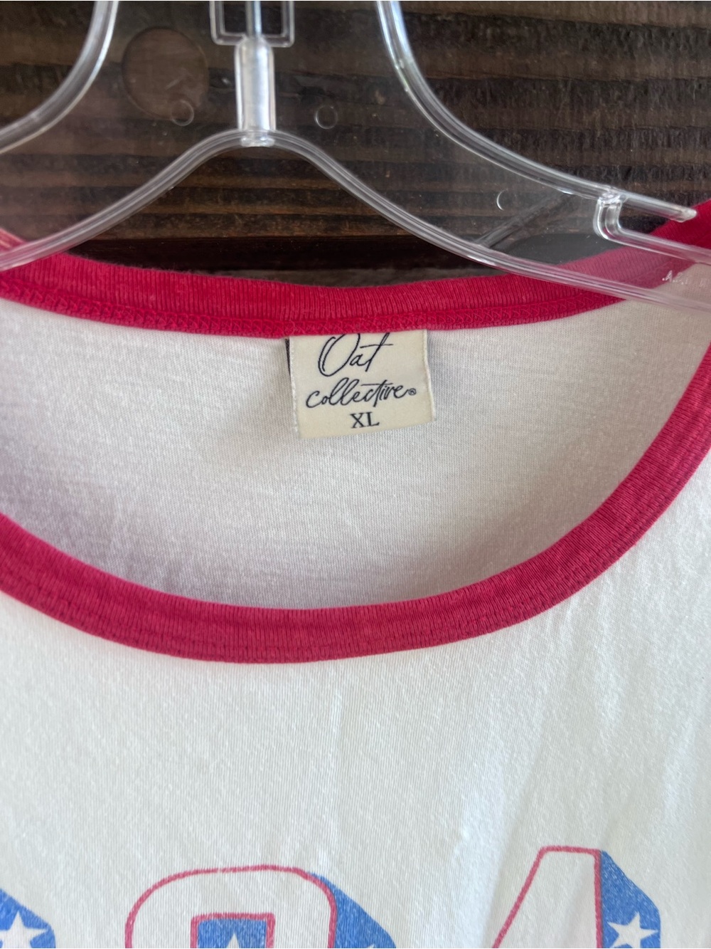 Oat Collection USA Graphic Tee - White with Red Trim XL - Picture 3 of 4